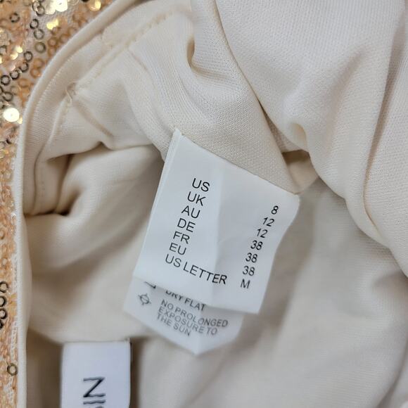 Kate Kasin Evening Gown Womens 8 Gold Sequined V-Neck Formal Prom Bridesmaid New - Picture 10 of 16